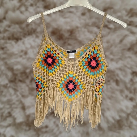 ViVI Multicolor Crochet Top - Picture 1 of 7